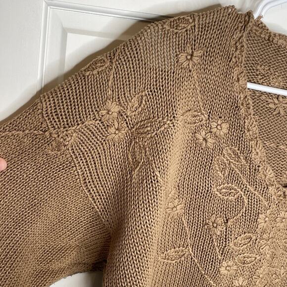 Vintage 90s Express Boho Embroidered Floral V-neck Sweater Sz L Cottagecore Y2K - Picture 6 of 16